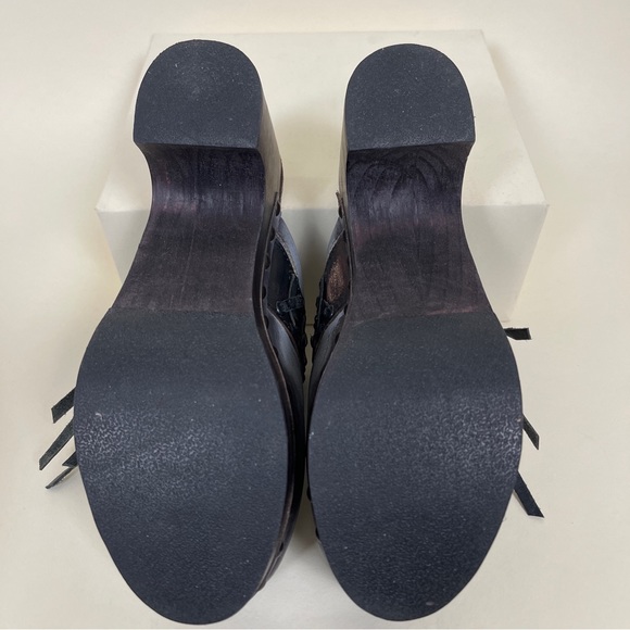 NWOT FREEBIRD Woodstock Fringe Mule Chunky Clog in Ice Multi Brown Leather - Picture 7 of 7